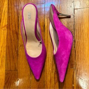 Zara Fuchsia Suede Mule